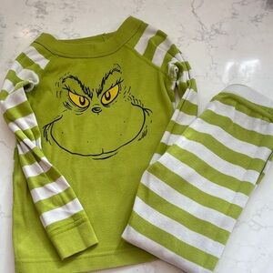 Green and White Striped Kids Pajamas grinch collection
